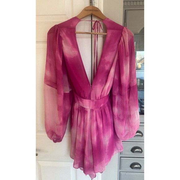 TOCCIN X RTR Pink Tie Dye Romper Women's Size 6 Party Cocktail Wedding - Picture 4 of 12